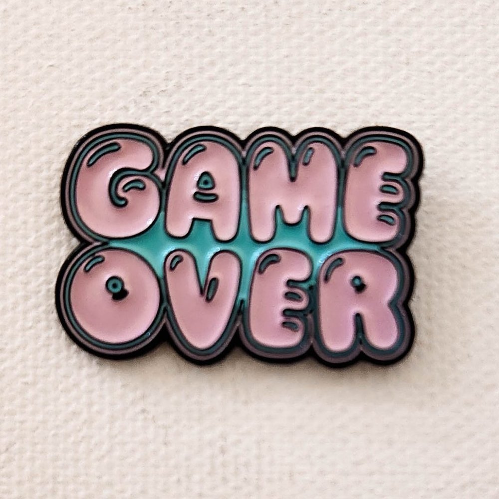 Game Over Pin Brooch Badges Metal Pins Brooches Gaming Gamer Game Boy Streamer
